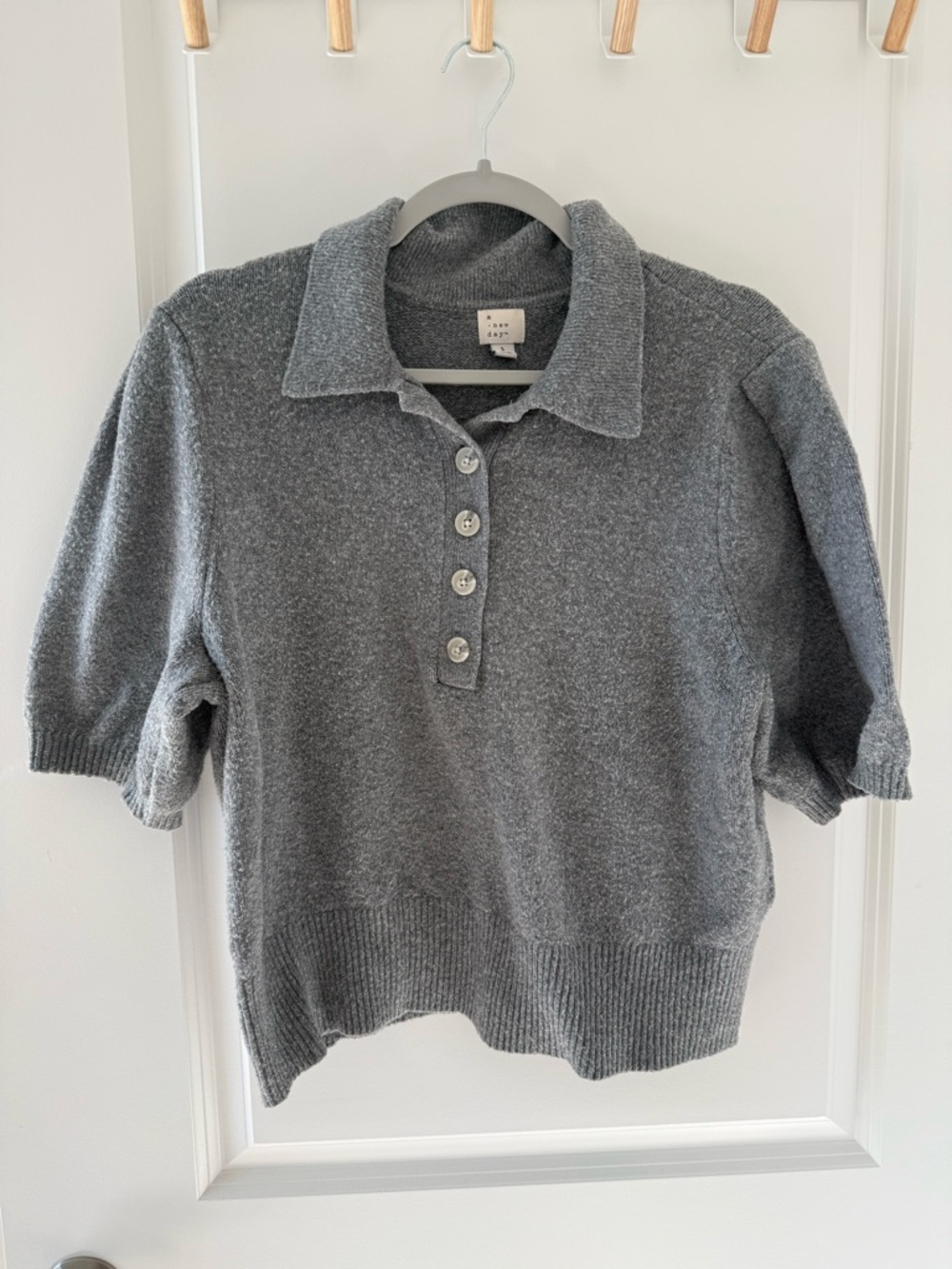 a new day Gray Short-Sleeve Polo Sweater